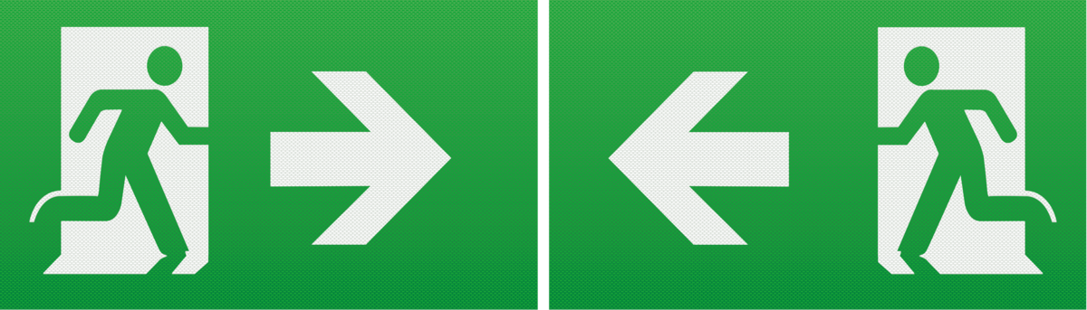 Knightsbridge Arrow Left/Right Legend for EMEXIT / EMLREC / EMLSUS / EMXST (Kit of 2) EMEXITLR