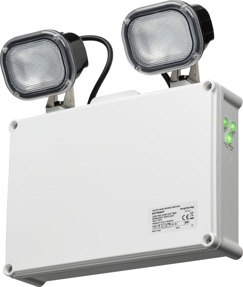 Knightsbridge IP65 2 x 3W LED Twin Emergency Spotlight - Self Test EMTWINST