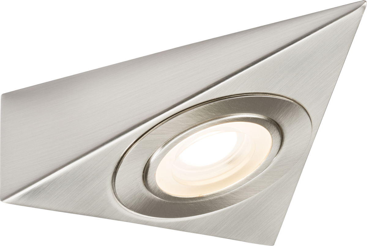 Knightsbridge 230V 2W LED Triangular Under Cabinet Light with Adjustable CCT Brushed Chrome TRIBCTBC