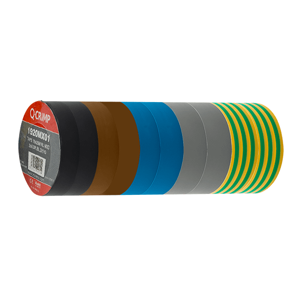 Unicrimp Q-Crimp 20M x 19mm Mixed Phase Colours PVC Tape Pack 1920MX01