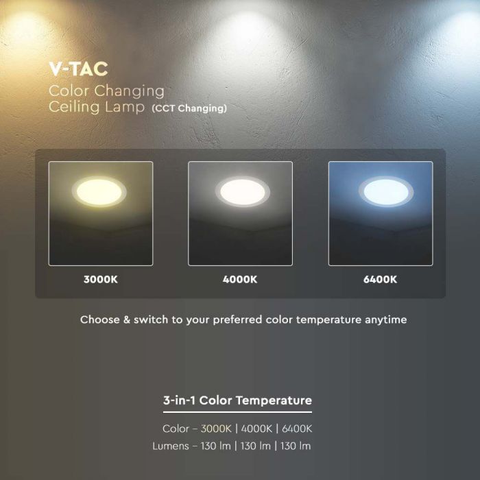 V Tac 22W 240mm CCT LED Round Panel 23327