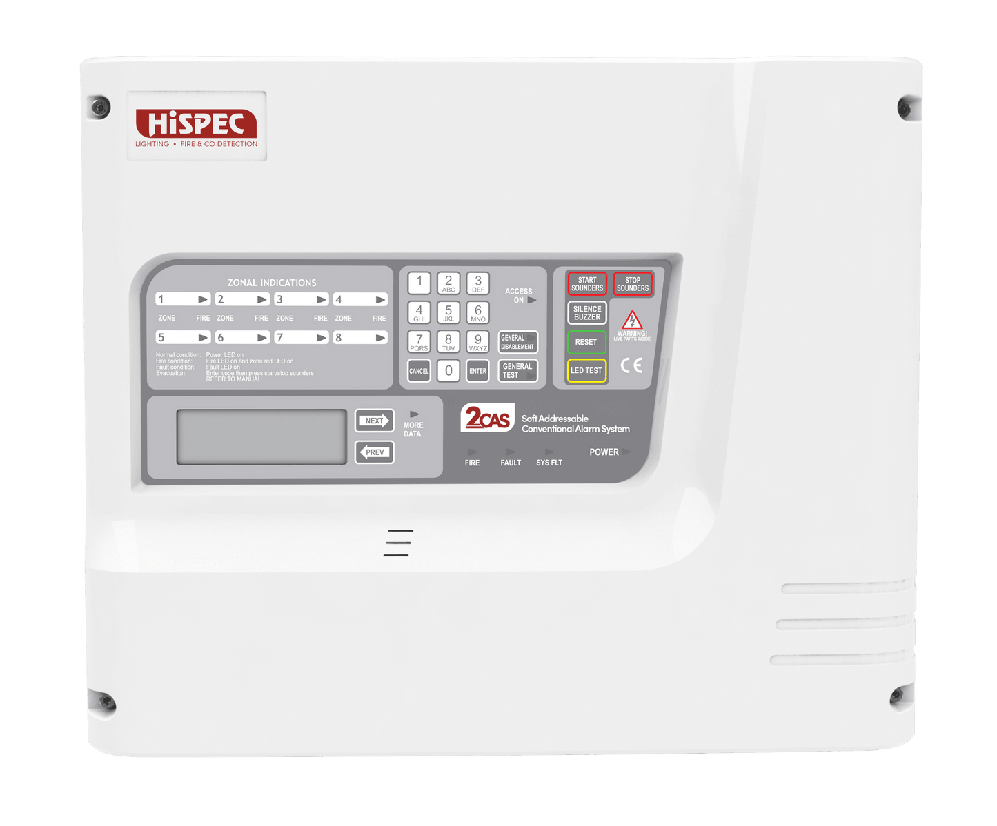 Hispec 2CAS 4 Zone Fire Alarm Control Panel HS2CAS/4ZP