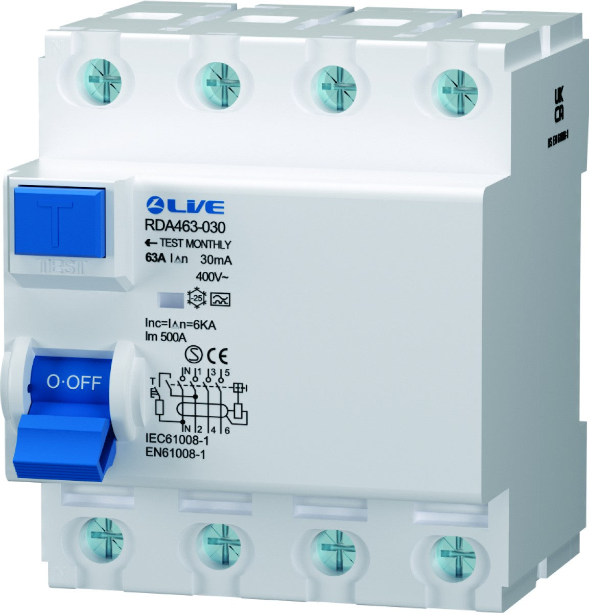 Live Electrical 100A 30mA 4P Type A High Immunity RCD RDA4100-030