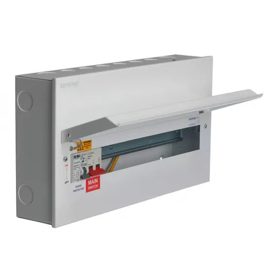 Europa Sentinel 20 Way (16 Free) Metal Consumer Unit with 100A Main Switch & 2 Pole Type 2 SPD SLCU20M-SPD
