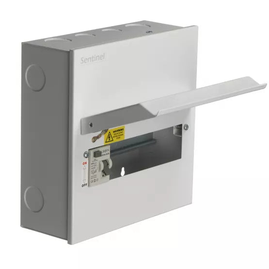 Europa Sentinel 8 Way (6 Free) 80A Type A RCCB Incomer Metal Consumer Unit SLCU8R