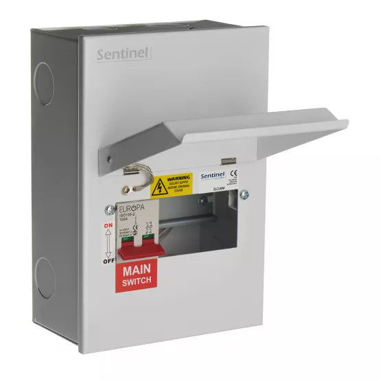 Europa Sentinel 6 Way (4 Free) Metal Consumer Unit with 100A Main Switch SLCU6M
