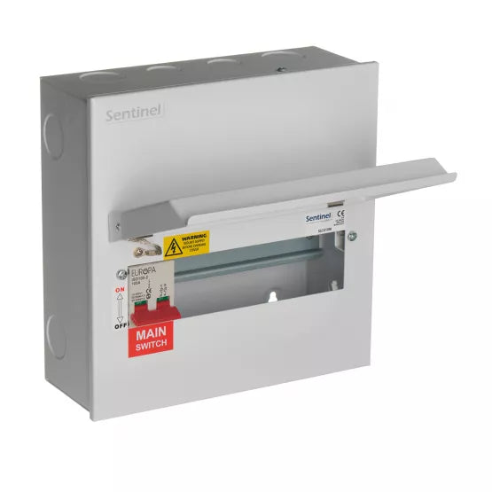 Europa Sentinel 10 Way (8 Free) Metal Consumer Unit with 100A Main Switch SLCU10M