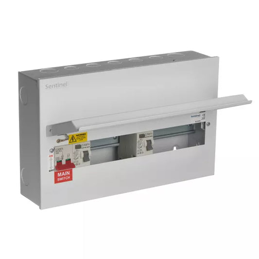 Europa Sentinel 18 Way (12 Free) Dual 80A Type A RCCB Metal Consumer Unit with 100A Main Switch SLCU18DS