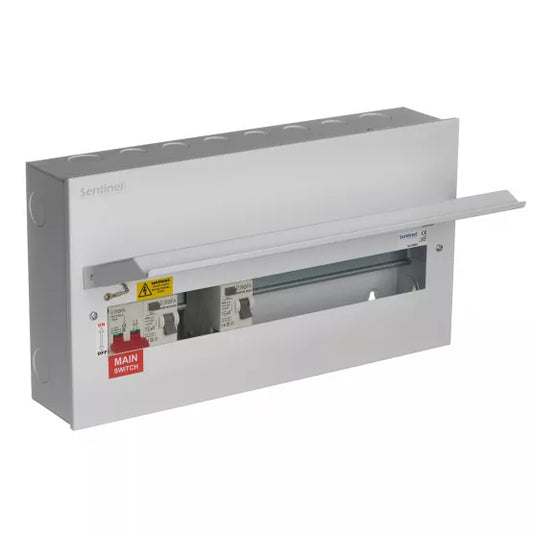 Europa Sentinel 20 Way (14 Free) Dual 80A Type A RCCB Metal Consumer Unit with 100A Main Switch SLCU20DS