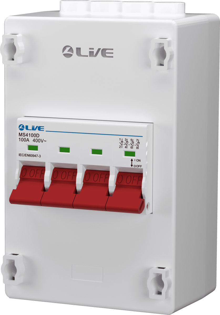 Live Electrical 4 Way Plastic Enclosure with 4 Pole 100A Main Switch PEN4100