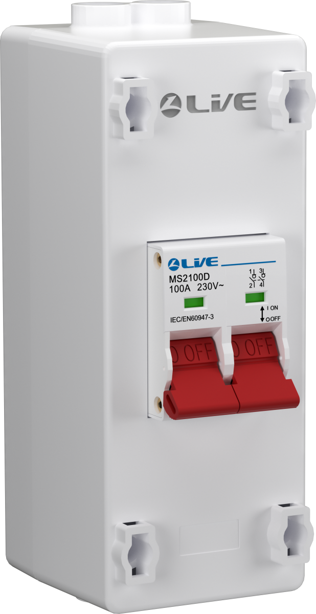 Live Electrical 2 Way Plastic Enclosure with DP 100A Main Switch PEN2100