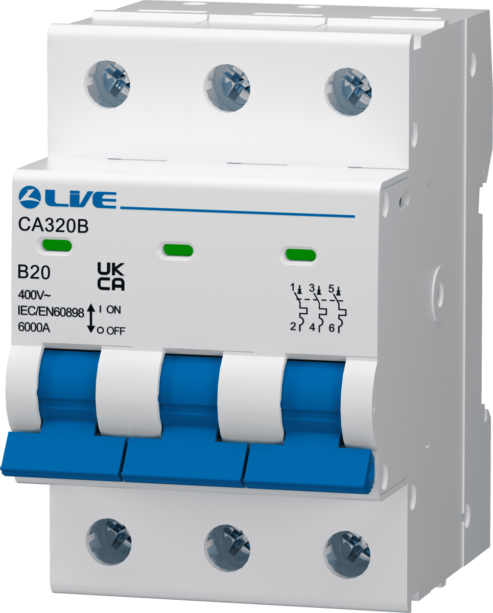 Live Electrical 6A 3 Pole B Curve 6kA MCB CA306B