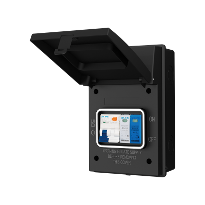 Live Electrical IP65 Black 4 Way Metal 40A DP C Curve RCBO & 20/40kA DP Surge Protection Device SPD EV Charging Unit AGU4-SNR/B