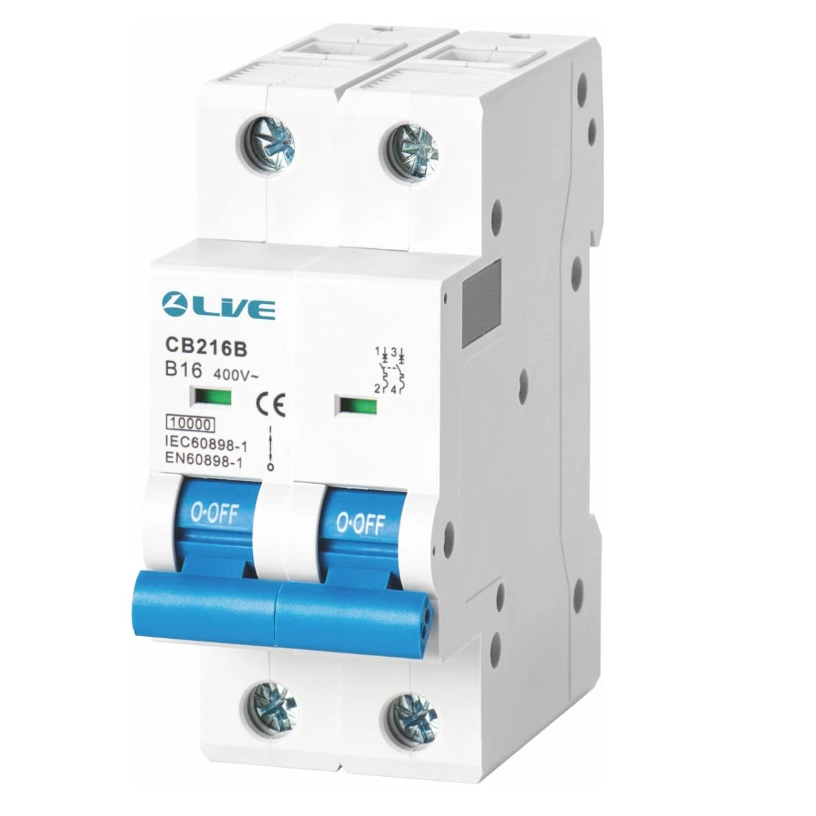 Live Electrical 16A 2 Pole C Curve 10kA MCB CB216C