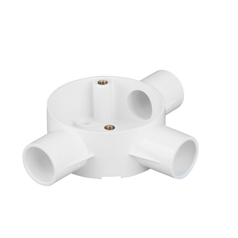 Bendex 25mm White 3 Way Tee PVC Conduit Box CJB253WTWH