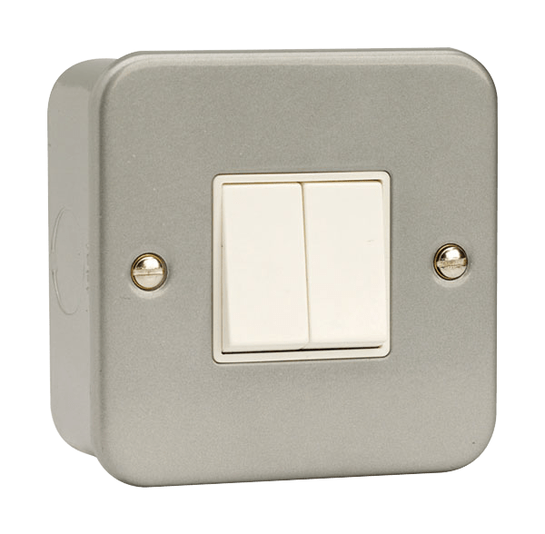 Click Essentials 10AX 2 Gang 2 Way Plate Switch Metal Clad CL012