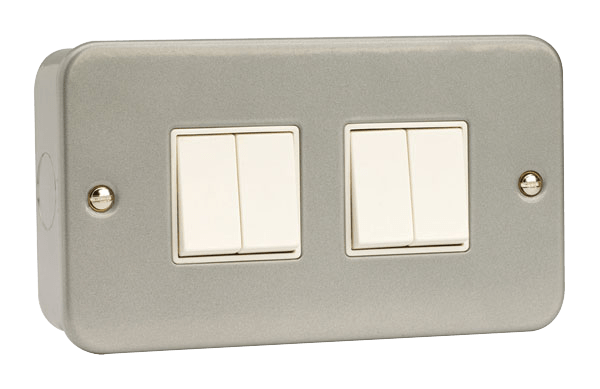 Click Essentials 10AX 4 Gang 2 Way Plate Switch Metal Clad CL019