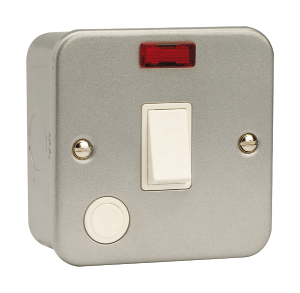 Click Essentials 20A DP Plate Switch with Optional Flex Outlet & Neon Metal Clad CL023