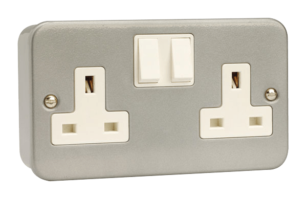 Click Essentials 2 Gang 13A DP Switched Metal Clad Socket CL036