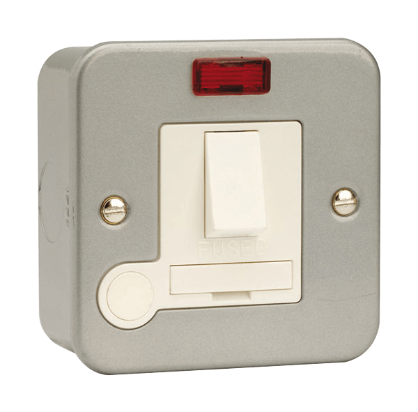Click Essentials 13A Switched Fused Connection Spur Unit with Optional Flex Outlet & Neon Metal Clad CL052