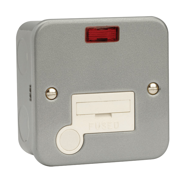 Click Essentials 13A Fused Connection Spur Unit with Optional Flex Outlet & Neon Metal Clad CL053