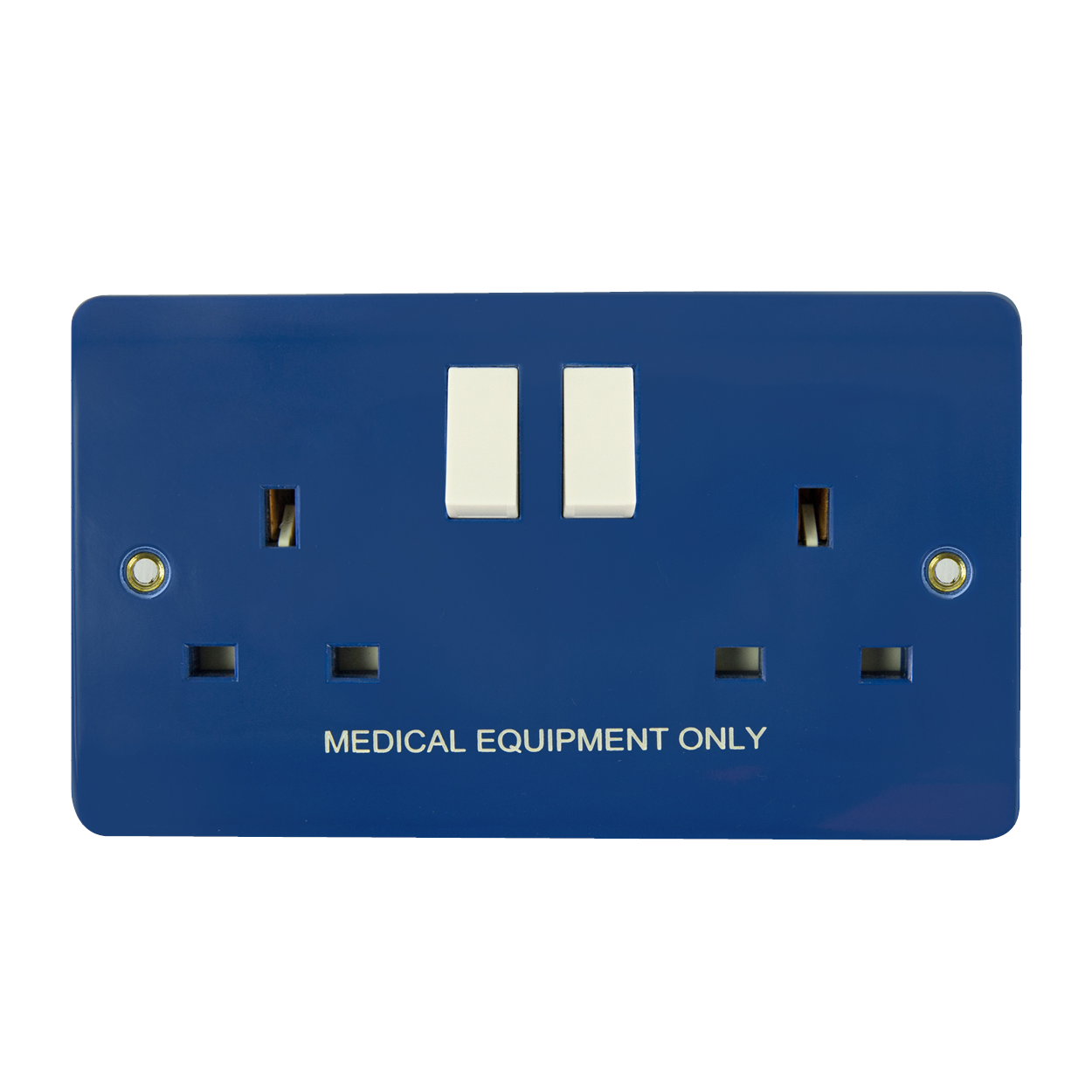 Click Mode Blue Medical 2 Gang 13A Switched Socket Twin Earth CMA637BL