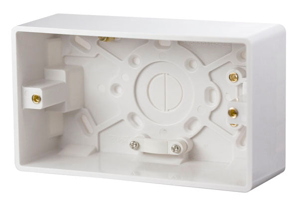 Click Mode 2 Gang 47mm Pattress Back Box with Cable Restraint & Earth Terminal CMA086