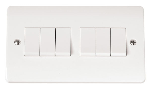 Click Mode 10AX 6 Gang 2 Way Plate Switch CMA105