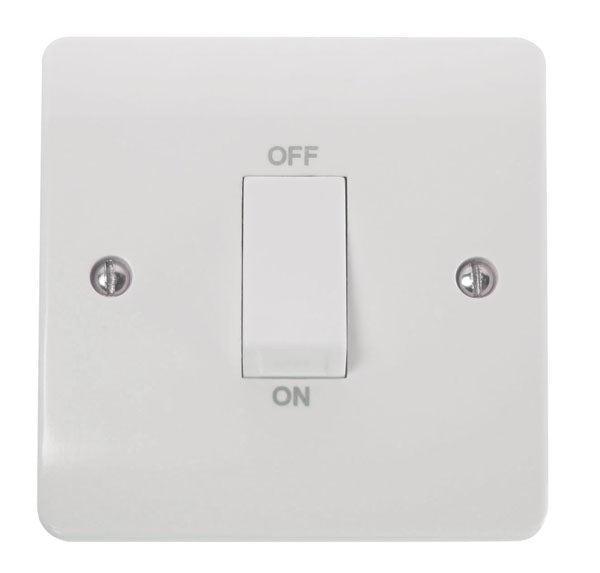Click Mode 45A DP 1 Gang Plate Switch White Rocker CMA500