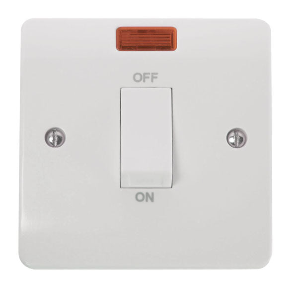 Click Mode 45A DP 1 Gang Plate Switch with Neon White Rocker CMA501