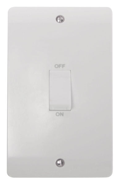Click Mode 45A DP 2 Gang Plate Switch White Rocker CMA502