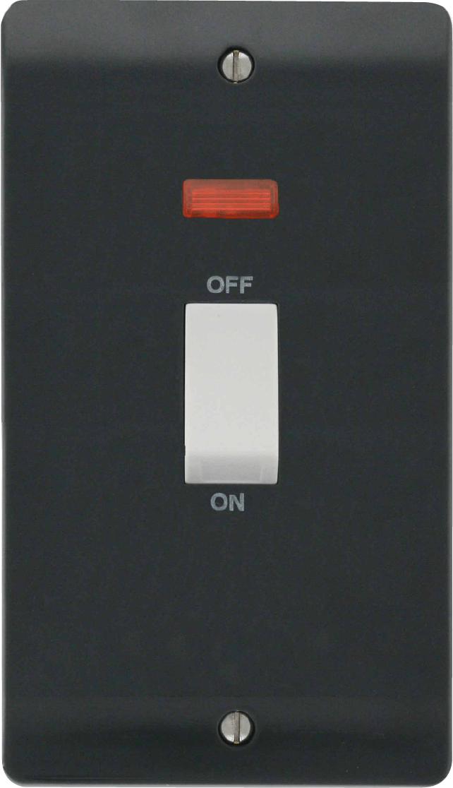 Click Part M 45A DP 2 Gang Plate Switch with Neon CMA503AG