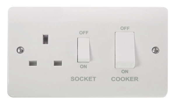 Click Mode 45A DP Switch with 13A DP Switched Socket Outlet White Rocker CMA504