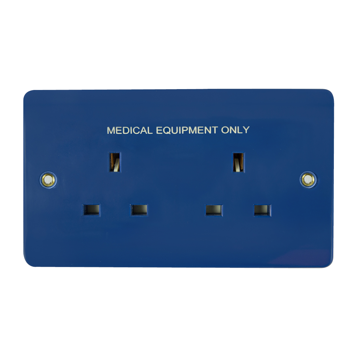 Click Mode Blue Medical 2 Gang 13A Unswitched Socket Twin Earth CMA632BL
