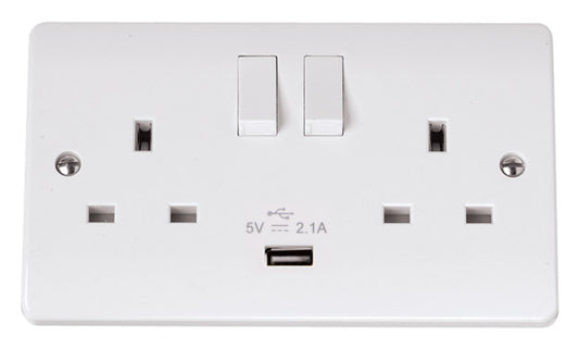 Click Mode 2 Gang 13A Switched Socket with 2.1A Type A USB Outlets CMA770