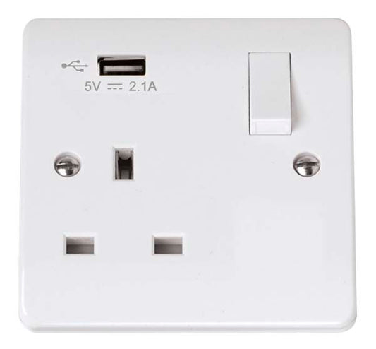 Click Mode 1 Gang 13A Switched Socket with 2.1A Type A USB Outlets CMA771U