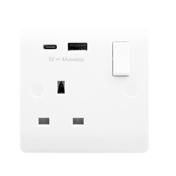 Click Mode 1 Gang 13A DP Switched Socket with 4A Type A & Type C USB Outlets CMA785