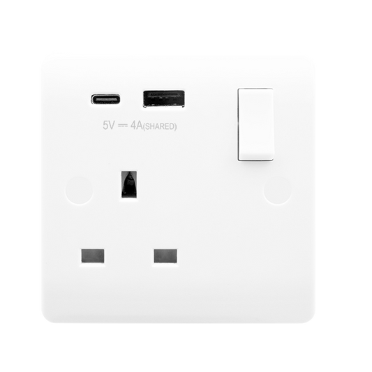 Click Mode 1 Gang 13A DP Switched Socket with 4A Type A & Type C USB Outlets CMA785