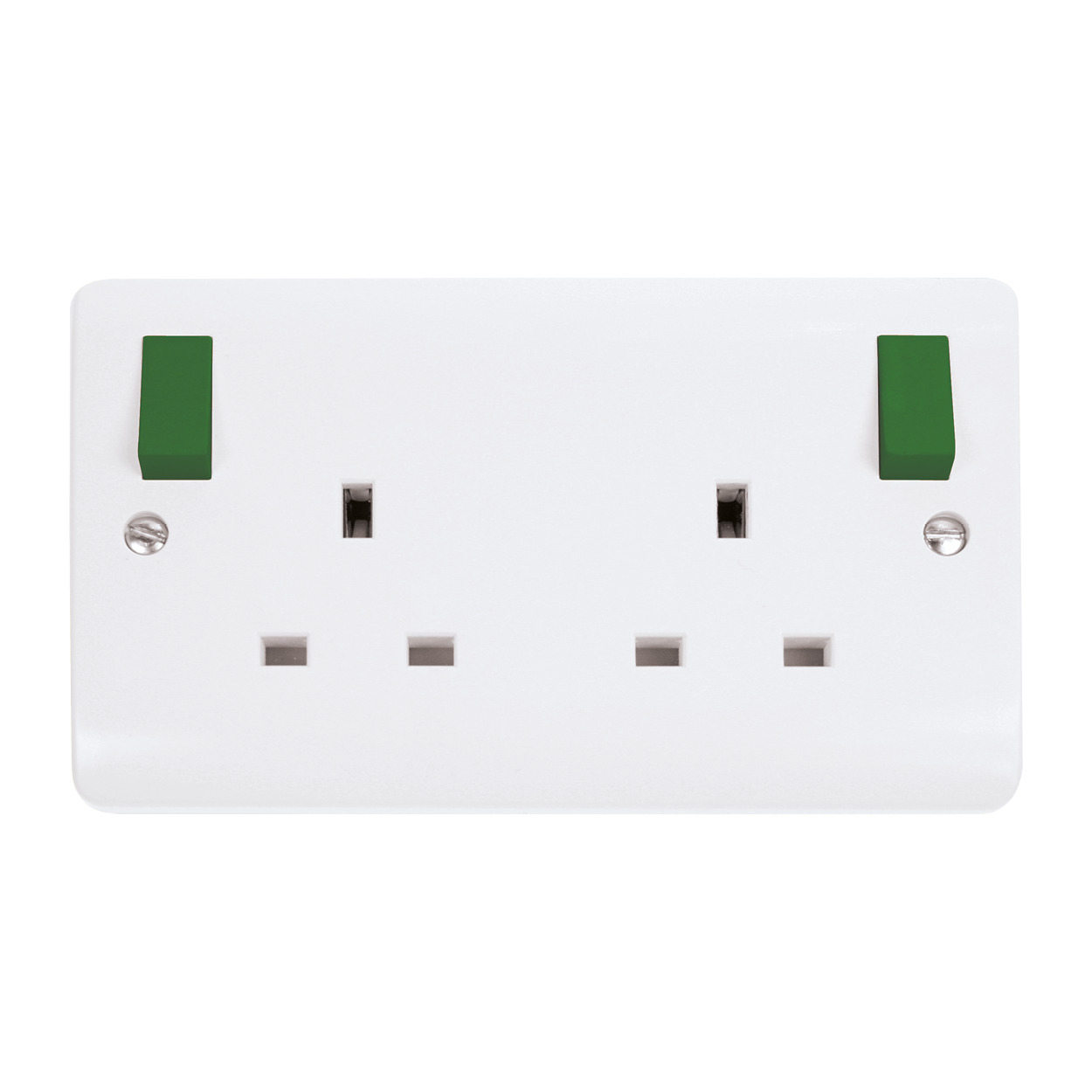 Click Mode 2 Gang 13A DP Switched Socket with Outboard Green Rockers CMA836PWGR
