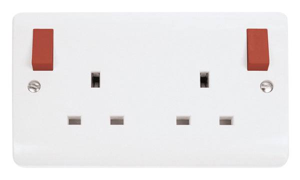 Click Mode 2 Gang 13A DP Switched Socket with Outboard Red Rockers CMA836PWRD