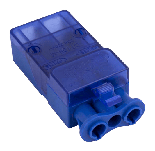 Click Flow 250V 20A 3 Pin Male Connector (Push Fit) CT105M