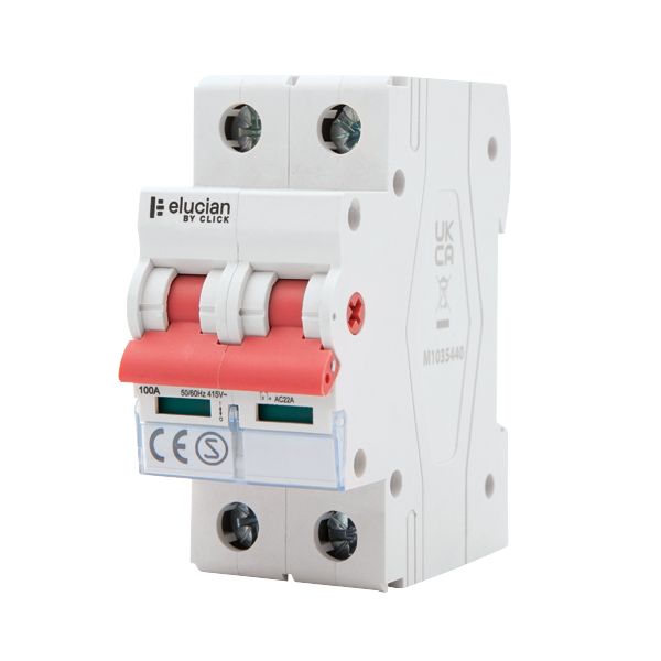 Click Elucian 2 Pole 100A Mains Isolator Switch CU2MS100