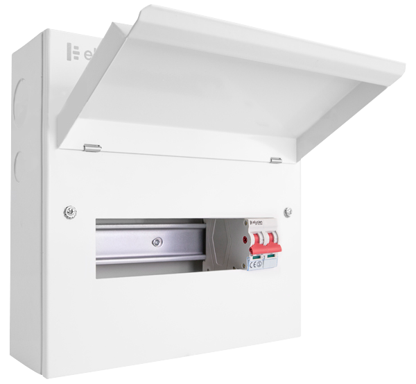 Click Elucian 10 Way (8 Free) Metal Consumer Unit with 100A Mains Switch CUEB10MS8