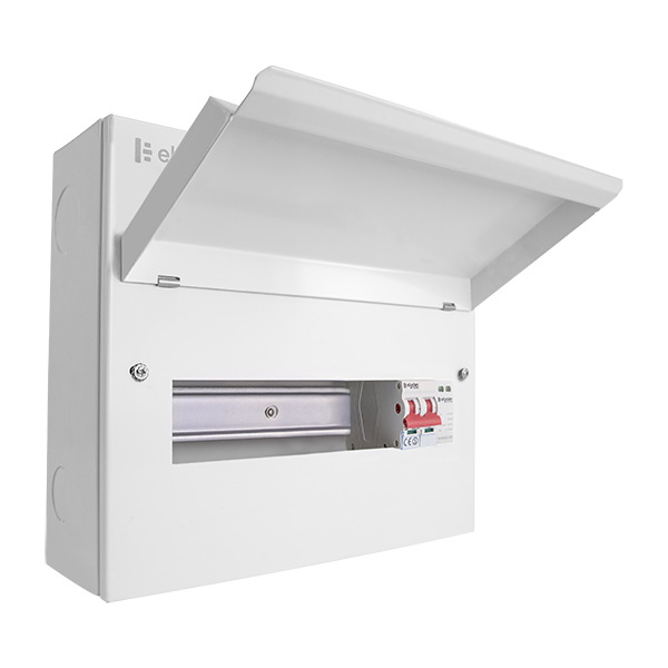 Click Elucian 12 Way (9 Free) Metal Consumer Unit with 100A Mains Switch & 2 Pole SPD CUEB12MSSP9