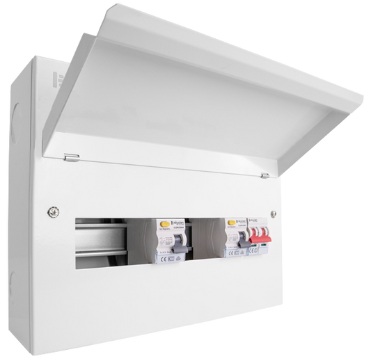Click Elucian 14 Way (4+4 Free) Split Load Metal Consumer Unit with 100A Mains Switch & 2 x 80A RCDs CUEB14MSRCD8