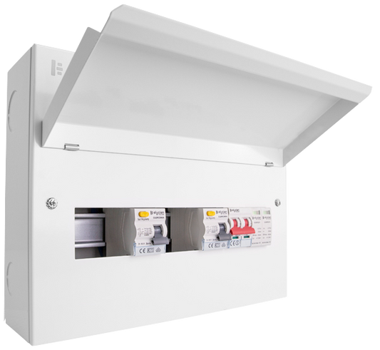 Click Elucian 14 Way (3+3 Free) Split Load Metal Consumer Unit with 100A Mains Switch & 2 x 80A RCDs & 2 Pole SPD CUEB14MSRCDSP6