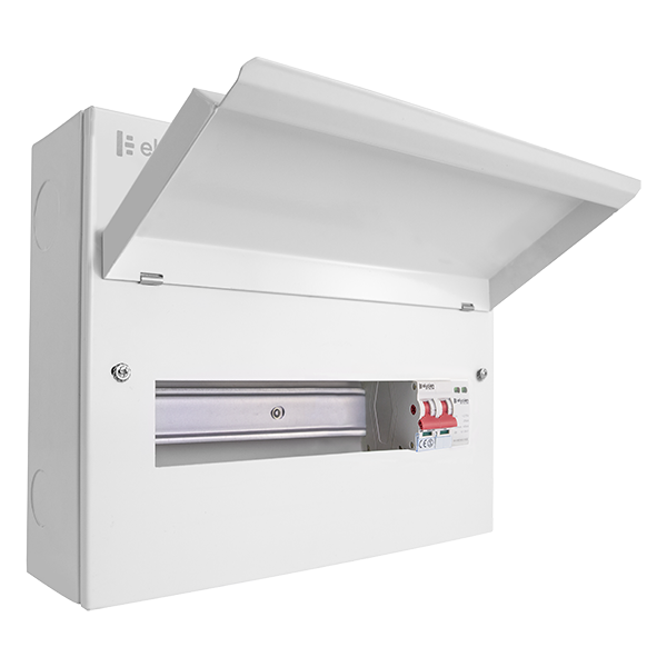 Click Elucian 14 Way (11 Free) Metal Consumer Unit with 100A Mains Switch & 2 Pole SPD CUEB14MSSP11