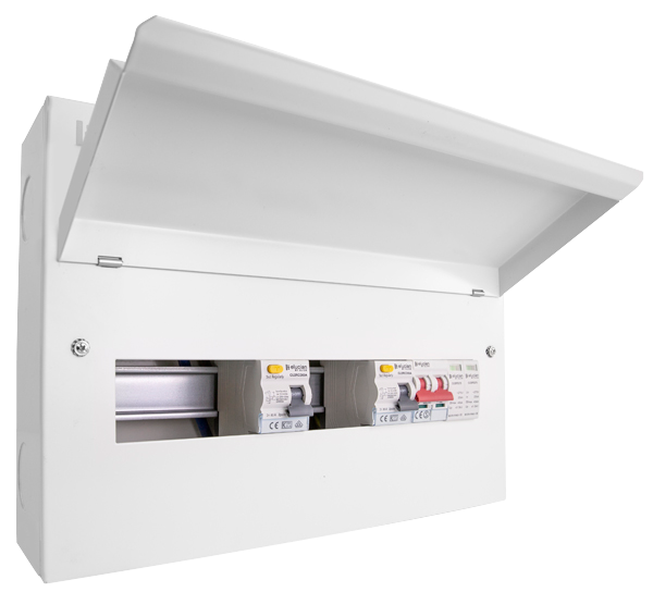 Click Elucian 16 Way (4+4 Free) Split Load Metal Consumer Unit with 100A Mains Switch & 2 x 80A RCDs & 2 Pole SPD CUEB16MSRCDSP8