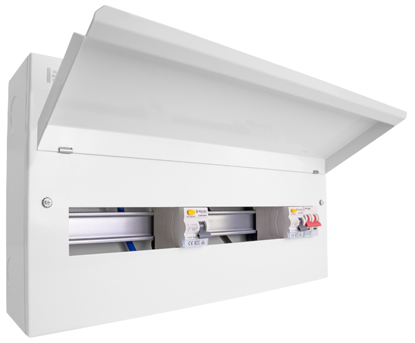Click Elucian 22 Way (8+8 Free) Split Load Metal Consumer Unit with 100A Mains Switch & 2 x 80A RCDs CUEB22MSRCD16