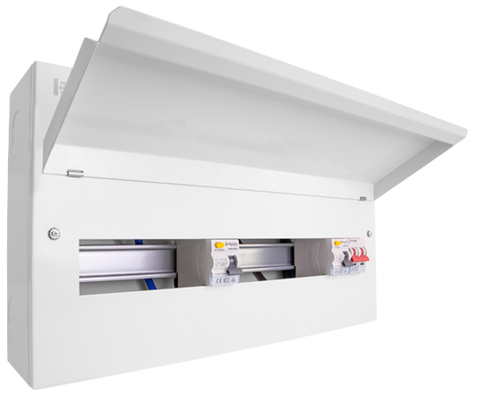 Click Elucian 22 Way (8+8 Free) Split Load Metal Consumer Unit with 100A Mains Switch & 2 x 80A RCDs CUEB22MSRCD16